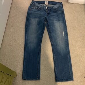 True Religion Women's Straight Leg Blue Jeans